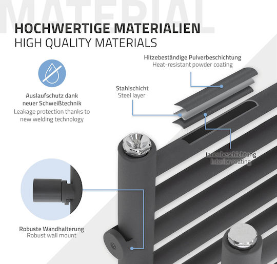 ML-Design Towel Rail Bathroom 800x500 Gray