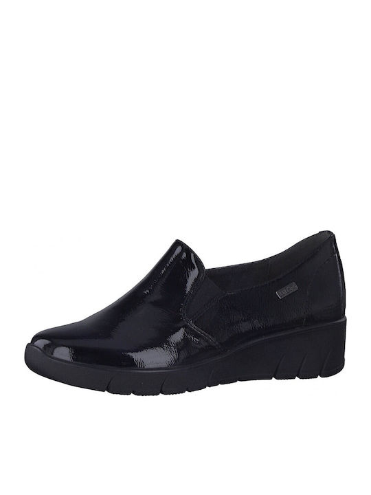 Patent Leather Women's Moccasins in Black Color