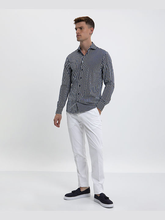 HD x Vardas Striped Slim Fit Shirt Hd X Vardas Blue Striped