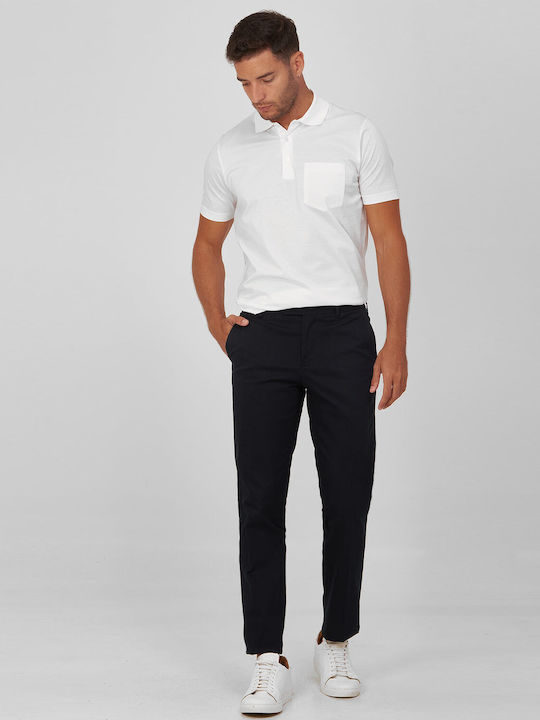 Pantaloni Vardas Chinos slim fit albaștri din bumbac MONOCROM, pentru seară, toată ziua, casual, business