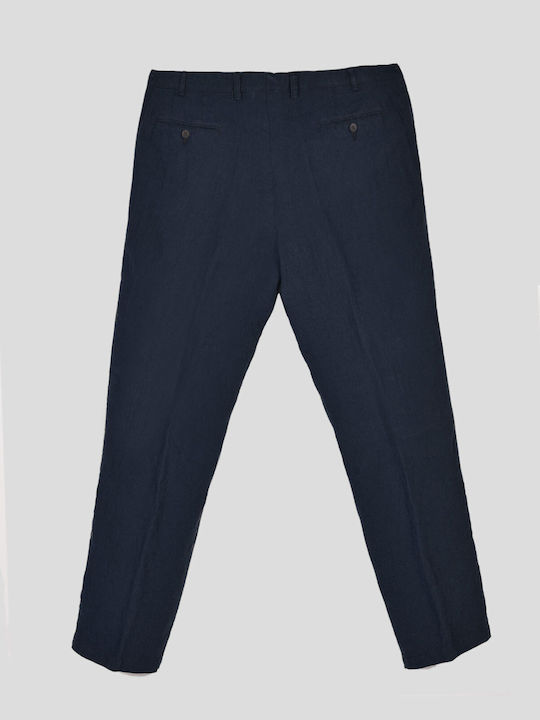 PLUS GRÖSSE- Vardas Vardas Herren Leinenhose Modern Fit Blau Einfarbig Abend, ganztägig, Geschäft