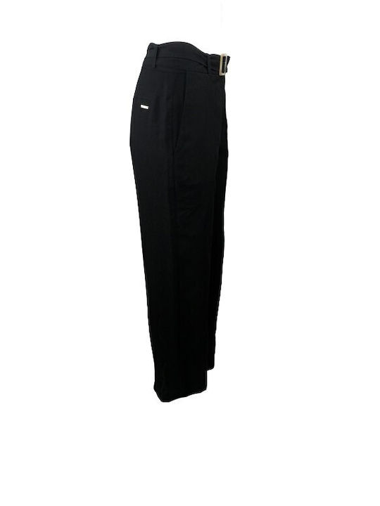 Passager Women's High-waisted Fabric Trousers in Regular Fit Black