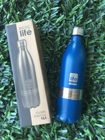 Ecolife Thermos Bottle Recyclable Bottle Thermos Stainless Steel BPA Free 1lt Blue