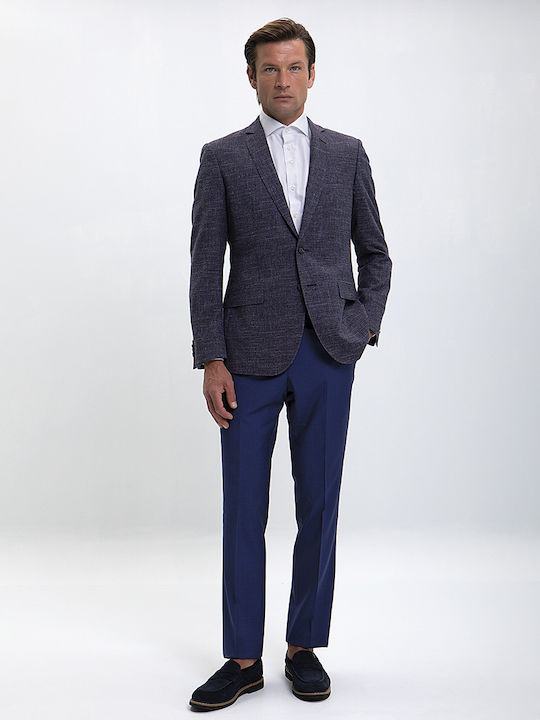 Name: Slim Fit Suit Jacket with Micro Pattern in Dark Grey - Vardas Classic