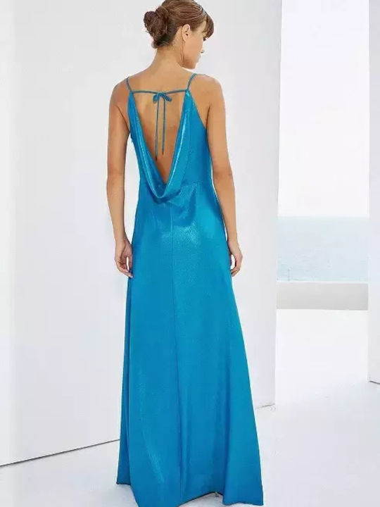 Desiree Sommer Maxi Abendkleid Offener Rücken Blau