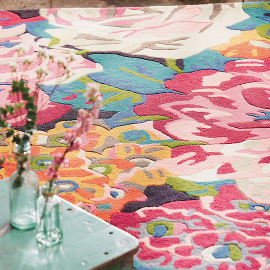 Sanderson Rose & Peony Lucrat manual Covor Rectangular Din lână Pink-Multi