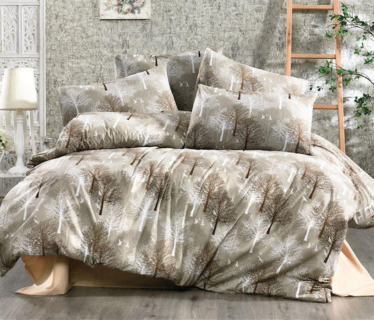 Dimcol Forest Σετ Σεντόνια Υπέρδιπλα 220x240εκ. 311 Beige (4τμχ)