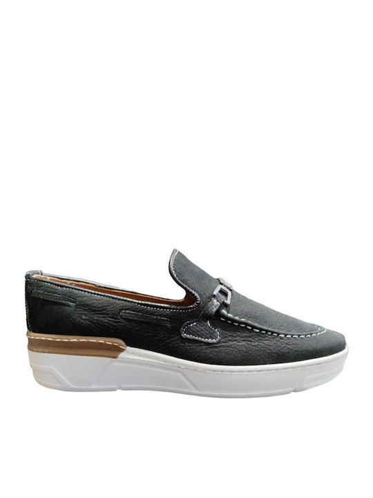Suede Ανδρικά Loafers σε Μαύρο Χρώμα