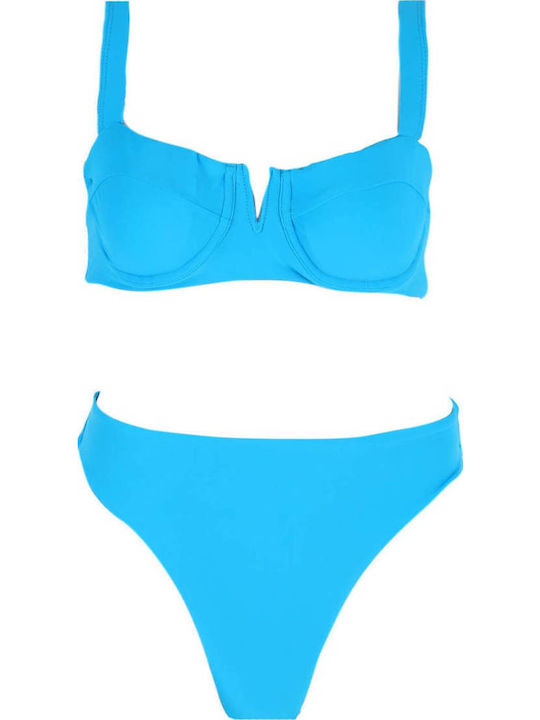 Gigi Set Bikini String Ψηλόμεσο Μπλε