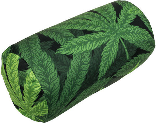 Out of the Blue Cannabis Leaf Travel Pillow Cylindrical Polyester Green
