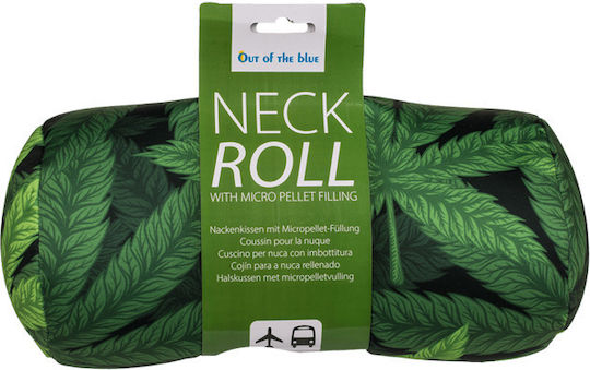 Out of the Blue Cannabis Leaf Travel Pillow Cylindrical Polyester Green