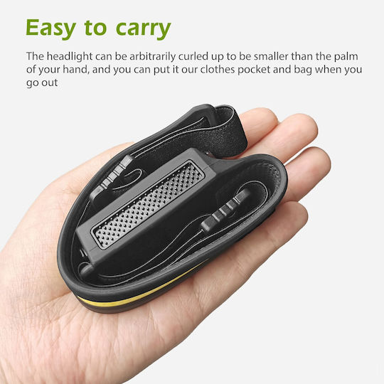 Rechargeable Headlamp LED IPX4 with Maximum Brightness 350lm Black