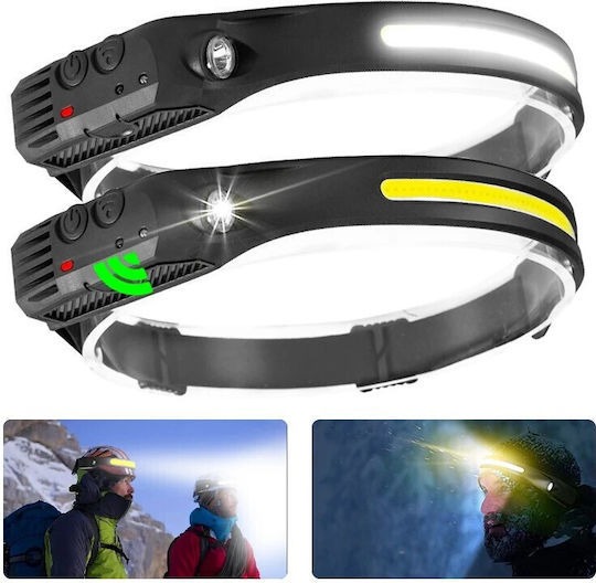 Ideahellas Rechargeable Headlamp LED IPX4 with Maximum Brightness 350lm Black