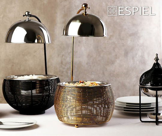 Espiel Metallic Fondue Pot with Tea Light Black 50x50x42cm