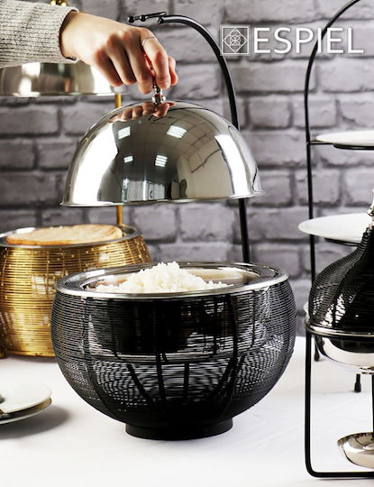Espiel Metallic Fondue Pot with Tea Light Black 43cm