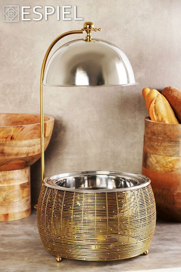 Espiel Chafing Dish Fondue-Topf mit Teelicht Metallisch Gold 30x30x33cm
