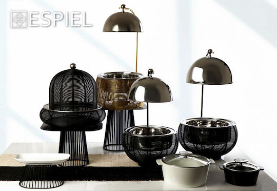 Espiel Chafing Dish Fondue-Topf mit Teelicht Metallisch Gold 30x30x33cm