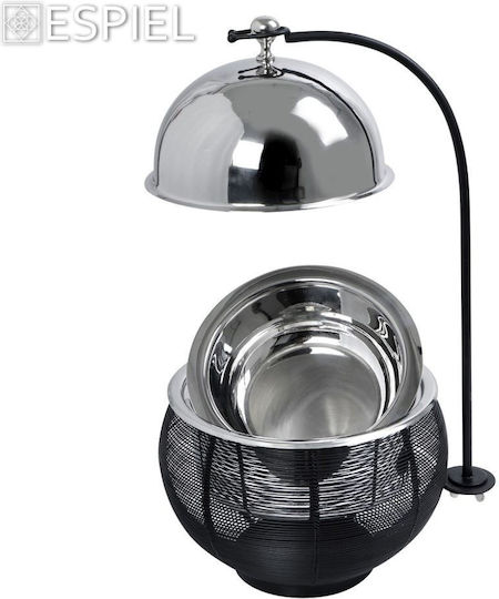 Espiel Chafing Dish Metallic Fondue Pot with Tea Light Black 25x25x30cm