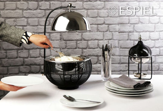 Espiel Chafing Dish Metallic Fondue Pot with Tea Light Black 25x25x30cm