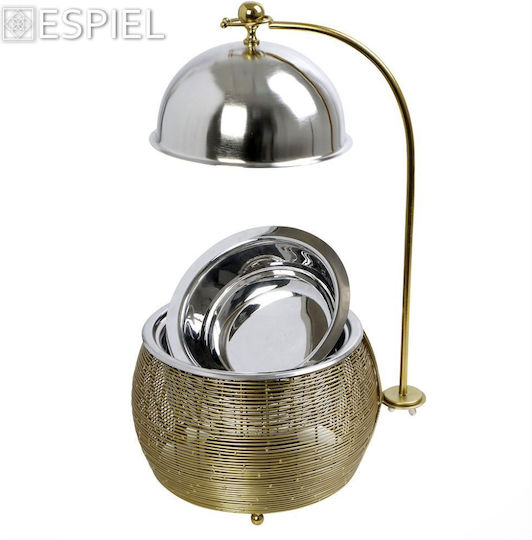 Espiel Metallic Fondue Pot with Tea Light Gold 25x25x30cm