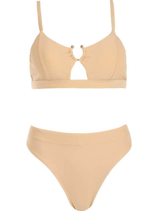 Gigi Bikini Set Triangle and Brazil High Waist Beige