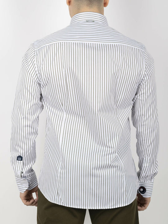 Monte Napoleone Interfit Men's Shirt Long Sleeve Striped White