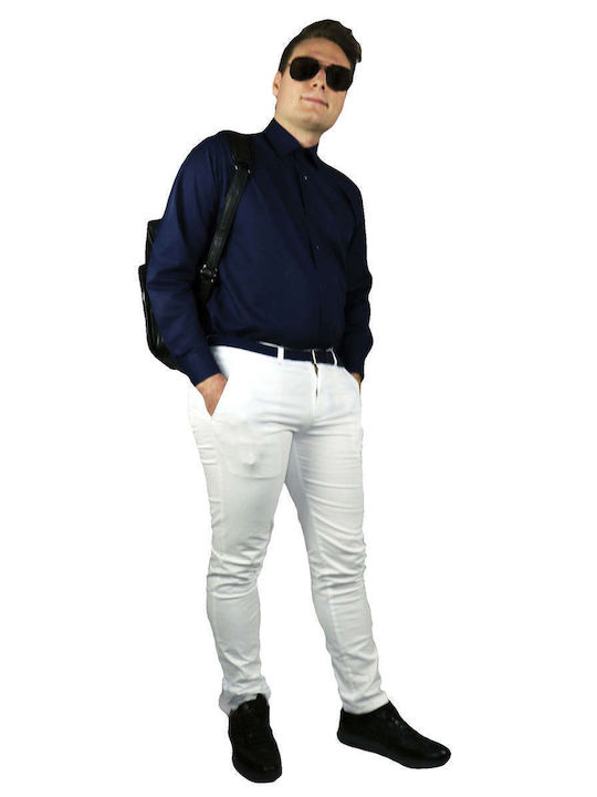 Long-sleeved Cotton Shirt Navy Blue