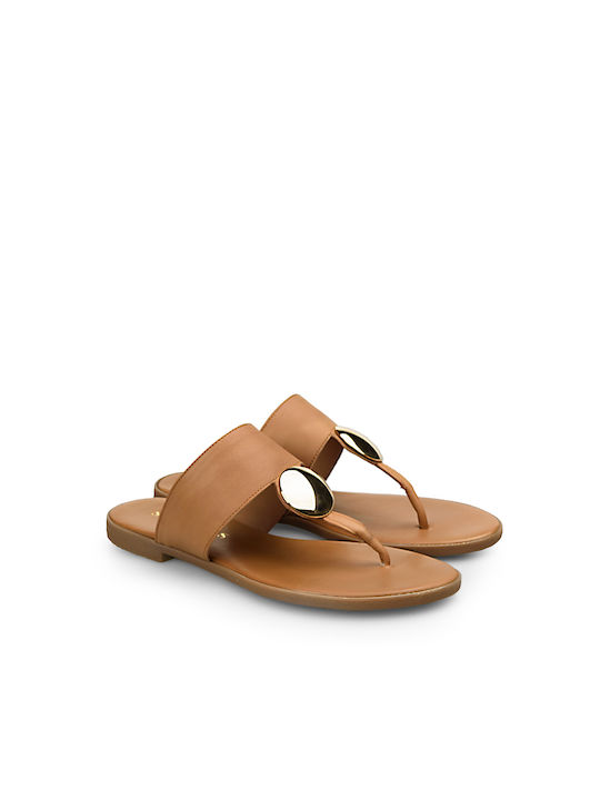 Sagiakos Women's Flat Sandals in Tabac Brown Color