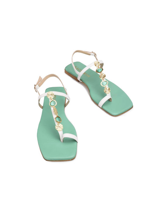 Sagiakos Women's Flat Sandals in Green Color