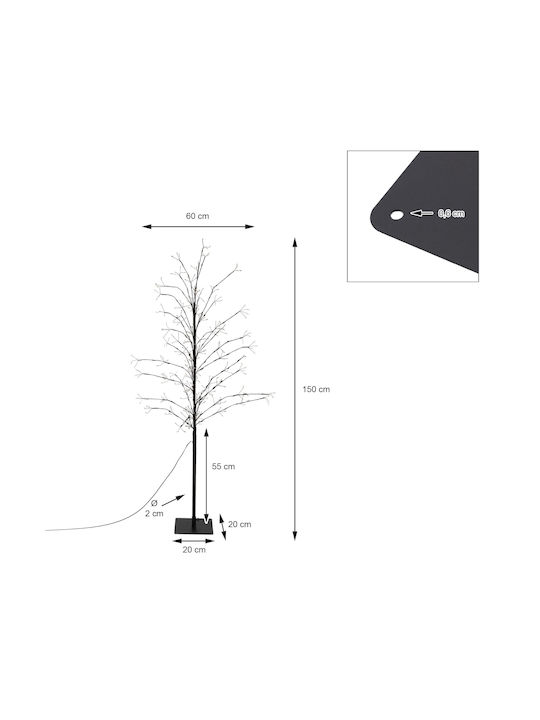 Beleuchtet Weihnachtsdekoration Baum Natürliches Erscheinungsbild 150cm Für den Außenbereich Elektrisch Weiß