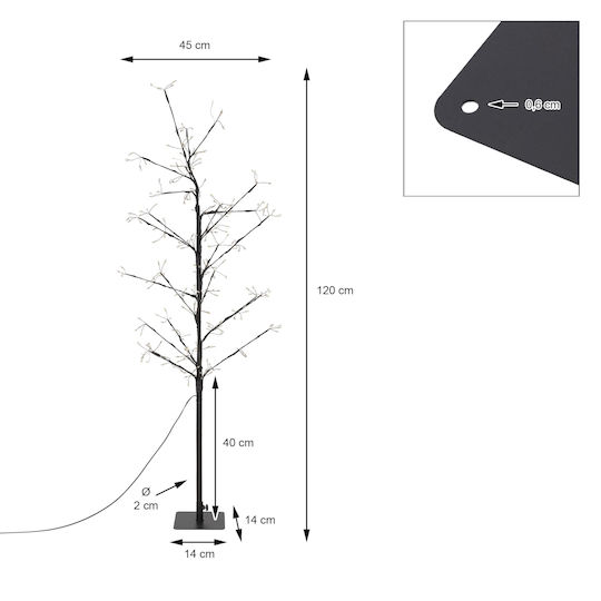cu lumină LED Decorațiune de Crăciun Metalic Brad Aspect natural 240cm. Exterior Electrică Maro
