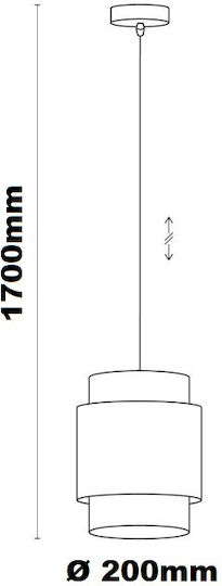 TK Lighting Boho Pendant Light White Boho Rail with Socket E27 20x20cm