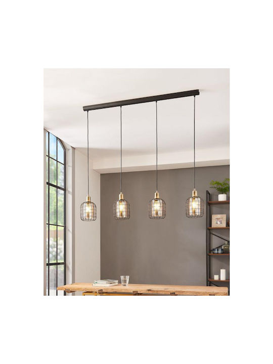 Eglo Chisle Pendant Chandelier Rail for 4 Bulbs E27 Black