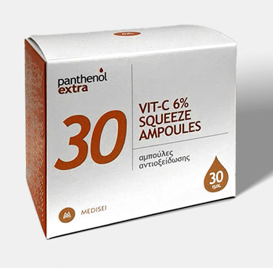 Panthenol Extra Vit-C 6% Squeeze Serum Hidratant și Anti-îmbătrânire pentru Față cu Vitamina C pentru Detoxifiere și Strălucire 30x2ml