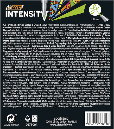 BIC Intensity Μαρκαδόροι Σχεδίου 0.8mm Σετ 12τμχ (Διάφορα Χρώματα)