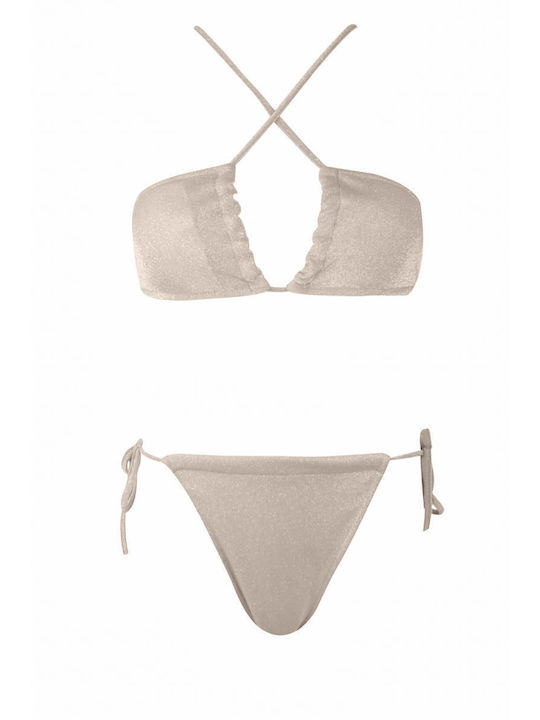 Luigi Padded Bikini Set Triangle Top & Slip Bottom Beige