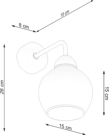 Sollux Alino Modern Lamp Wall with Socket E27 Black 15x17x20cm