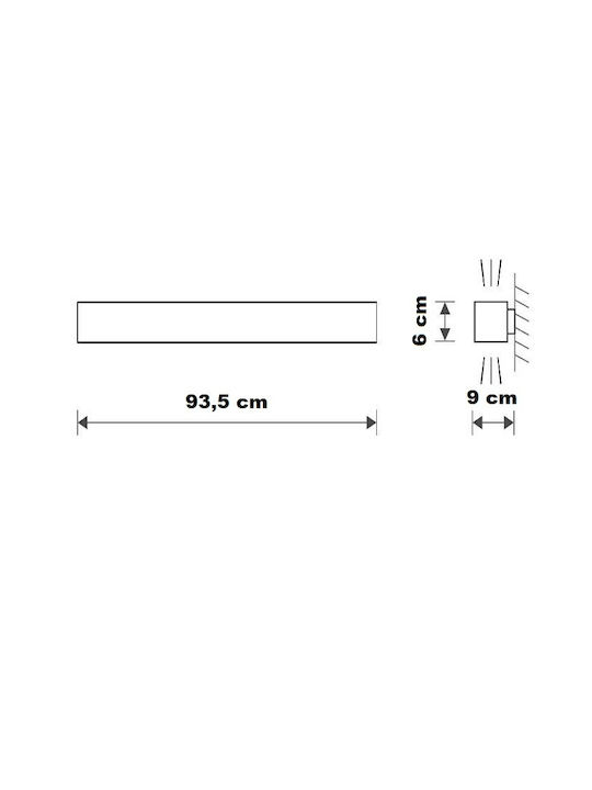 Nowodvorski Modern Lamp Wall with Socket T8 Black 93.5x6x6cm