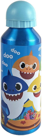 Baby Shark Kinderflasche Baby Hai Aluminium Hellblau 500ml (Verschiedene Designs/Farben)