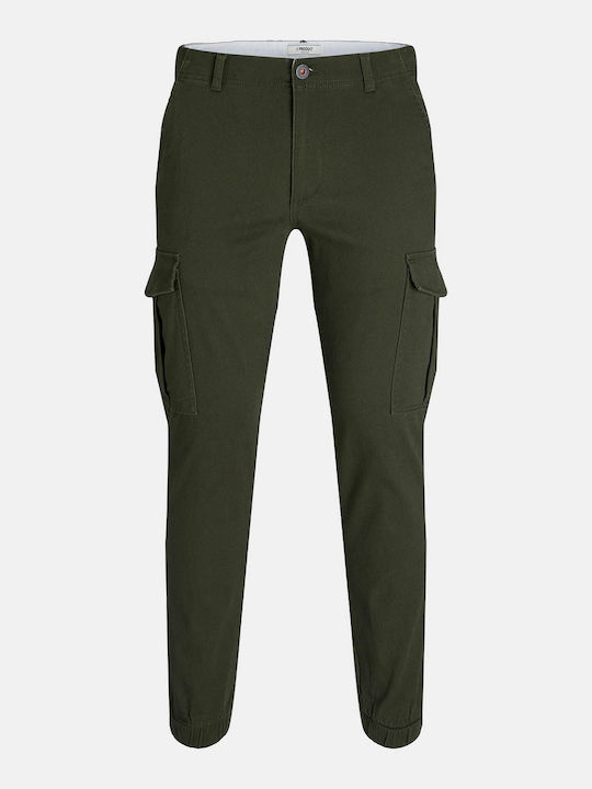 Projekt Produkt Men's Trousers Cargo Elastic in Regular Fit Green