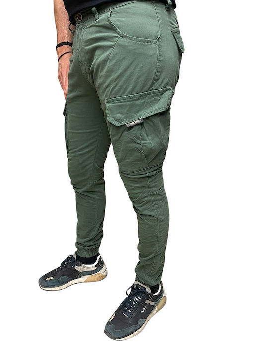 Profil Men's Trousers Cargo Elastic in Slim Fit Khaki