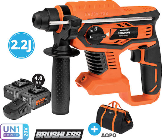 Krausmann Impact Demolition Hammer Battery 20V 2x4Ah with Chuck SDS Plus U98020-24SΒ