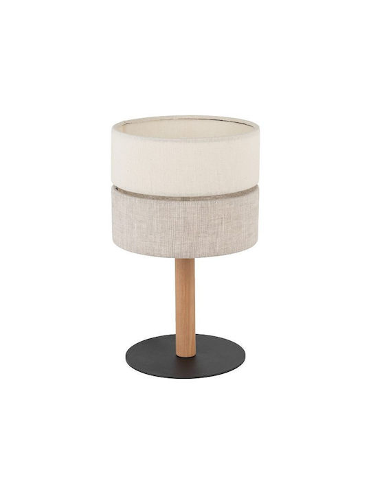 TK Lighting Eco Wood Table Lamp for Socket E27 with Beige Shade and Brown Base