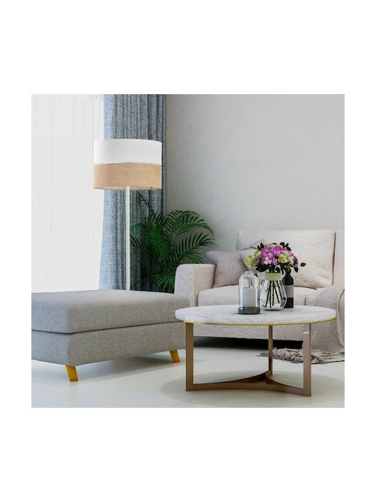 TK Lighting Linobianco Vintage Floor Lamp H159xW50cm. with Socket for Bulb E27 White