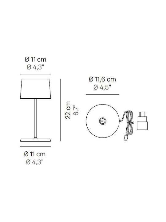 Zafferano Olivia Mini Настолна Лампа LED За Външна Употреба 2.2W IP65 Кафява