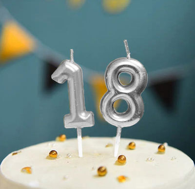 Birthday Candle Number "8" in Silver Color SDS-18558