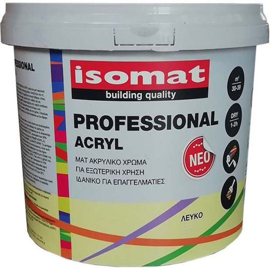 Isomat Professional Acryl Plastic Acrilyc Paint for Exterior Use White 9lt