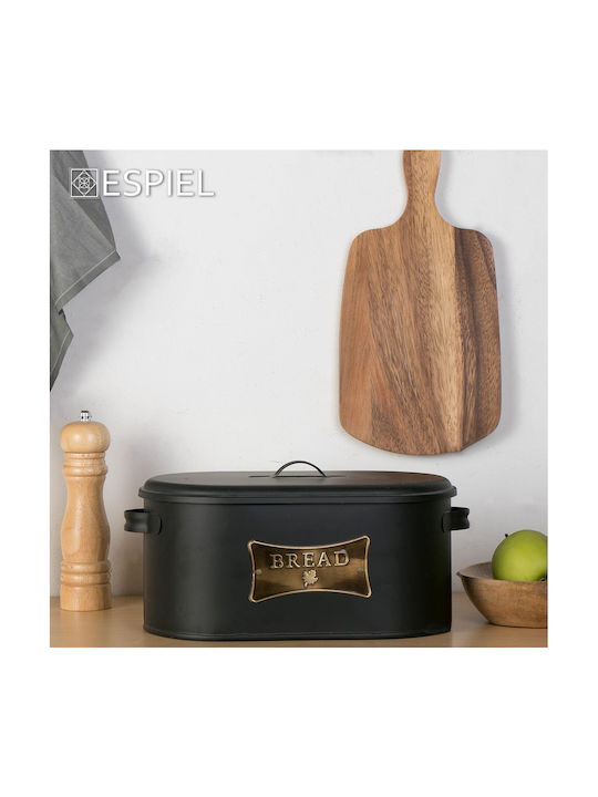 Espiel Metallic Bread Box with Lid Black 36x20x16.5cm TEM113