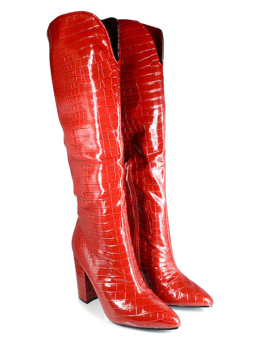 Malesa Patent Leather Women's Boots Red