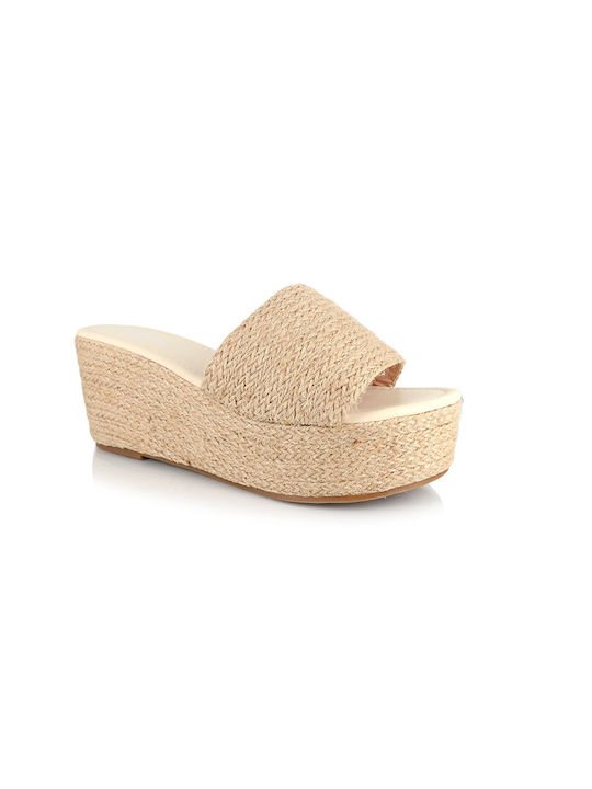 Malesa Women's Platform Wedge Sandals Beige